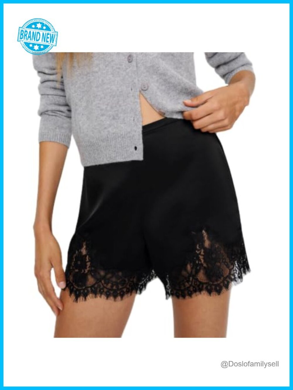 Lace Trim Satin Shorts Women Silk Mini Micro Slip Biker Bottoms